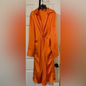 Orange silk elegant dress